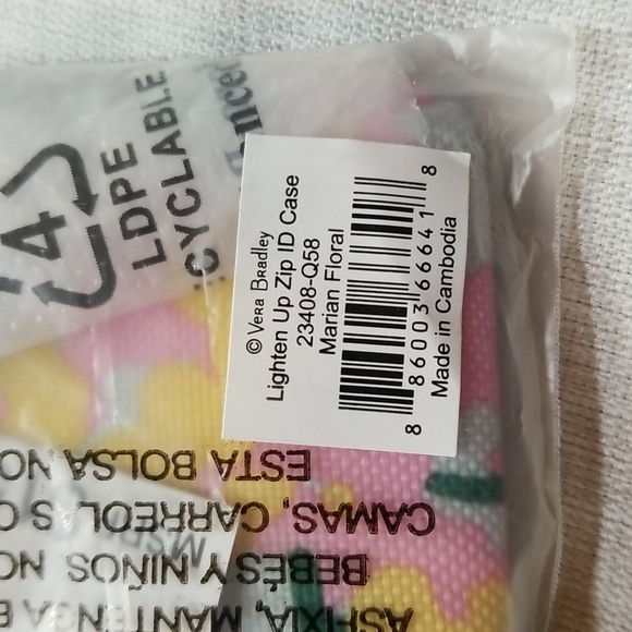 VERA BRADLEY MARION FLORAL LIGHTEN UP ZIP ID CASE - Picture 5 of 6